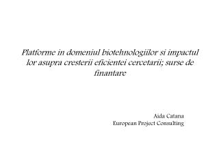 Aida Catana European Project Consulting