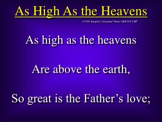 As High As the Heavens
