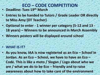 ECO – CODE COMPETITION