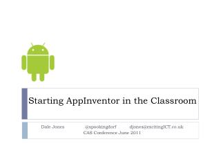 Starting AppInventor in the Classroom