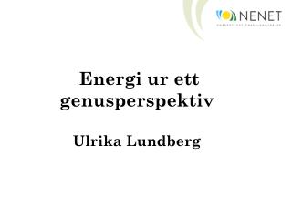 Energi ur ett genusperspektiv Ulrika Lundberg