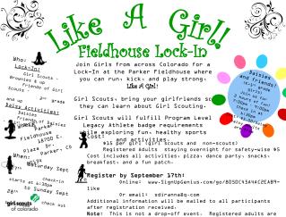 Who : Lock-In: Girl Scouts – Brownies &amp; up Friends of Girl Scouts –