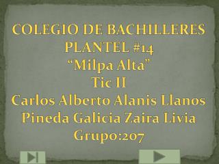 COLEGIO DE BACHILLERES PLANTEL #14 “Milpa Alta” Tic II Carlos Alberto Alanis Llanos