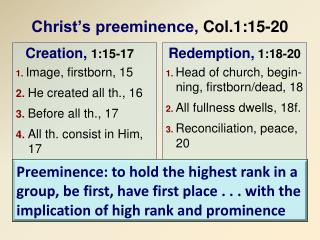 Christ’s preeminence, Col.1:15-20