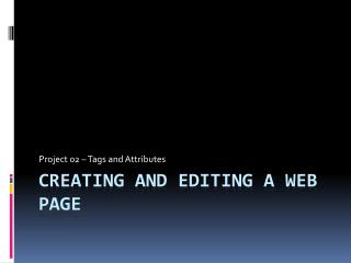 Creating and editing a web Page