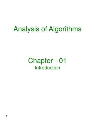 Analysis of Algorithms Chapter - 01 Introduction