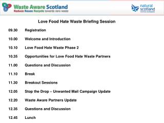 Love Food Hate Waste Briefing Session