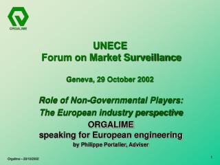UNECE Forum on Market Surveillance Geneva, 29 October 2002