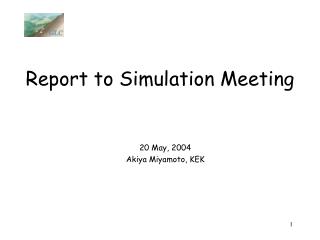 Report to Simulation Meeting