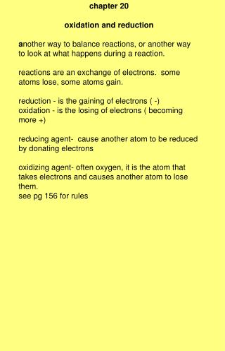 chapter 20 oxidation and reduction