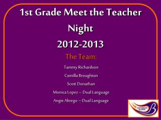 1st Grade Meet the Teacher Night 2012-2013