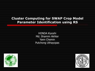 Cluster Computing for SWAP Crop Model Parameter Identification using RS