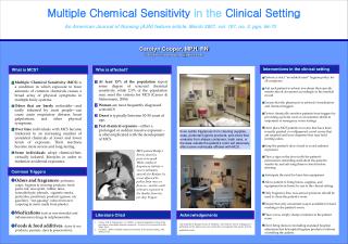 Multiple Chemical Sensitivity in the Clinical Setting
