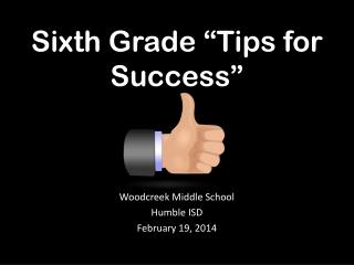 Sixth Grade “Tips for Success”