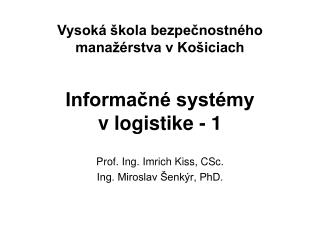 Informačné systémy v logistike - 1