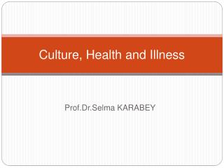 Culture , Health and Illness