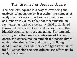 The ‘Greimas’ or Semiotic Square