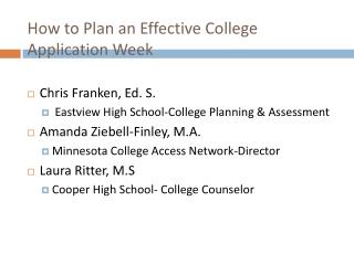How to Plan an Effective College Application Week