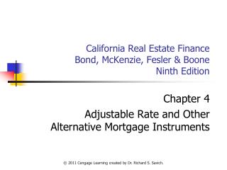 California Real Estate Finance Bond, McKenzie, Fesler &amp; Boone Ninth Edition