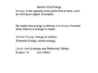 Section One Energy