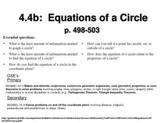 4.4b: Equations of a Circle
