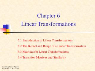 Chapter 6 Linear Transformations