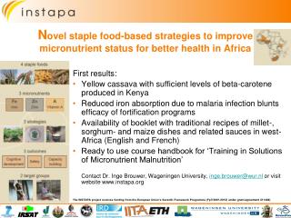 N ovel staple food-based strategies to improve micronutrient status for better health in Africa