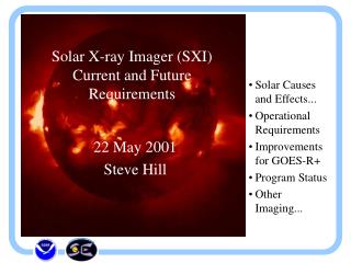 Solar X-ray Imager (SXI) Current and Future Requirements