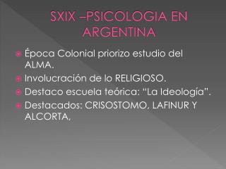 SXIX –PSICOLOGIA EN ARGENTINA