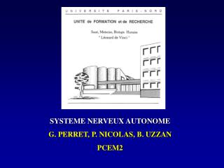 SYSTEME NERVEUX AUTONOME G. PERRET, P. NICOLAS, B. UZZAN PCEM2