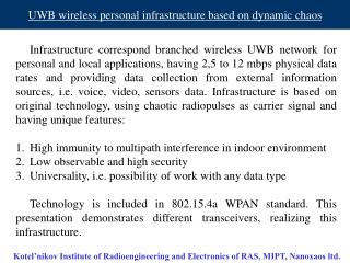 UWB wireless personal infrastructure based on dynamic chaos