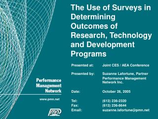 The Use of Surveys in Determining Outcomes of Research, Technology and Development Programs