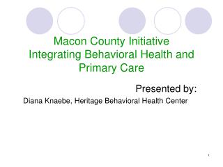 Macon County Initiative Integrating Behavioral Health and Primary Care