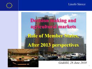 Decision making and agricultural markets Role of Member States, After 2013 perspectives