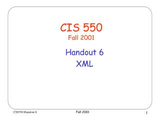 CIS 550 Fall 2001