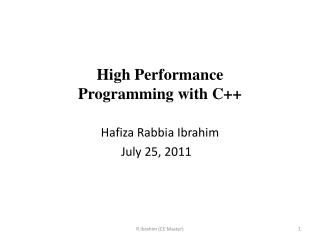 High Performance Programming with C++