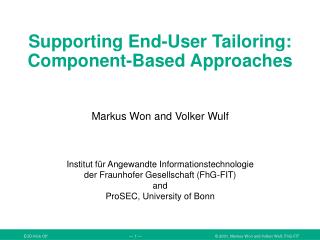 Supporting End-User Tailoring: Component-Based Approaches