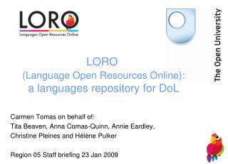 LORO (Language Open Resources Online): a languages repository for DoL