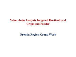 Value chain Analysis Irrigated Horticultural Crops and Fodder