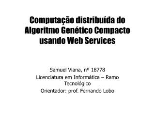 Computação distribuída do Algoritmo Genético Compacto usando Web Services