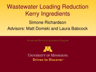 Wastewater Loading Reduction Kerry Ingredients