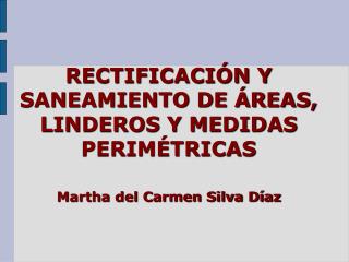 RECTIFICACIÓN Y SANEAMIENTO DE ÁREAS, LINDEROS Y MEDIDAS PERIMÉTRICAS Martha del Carmen Silva Díaz