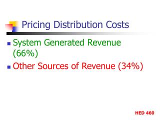 Pricing Distribution Costs