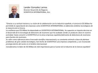 Lander Gonzalez Larrea. Director Desarrollo de Negocio. SCIENTIFICA INTERNATIONAL, SLU.