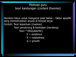 Motivasi guru teori kandungan (content theories)