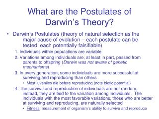 What are the Postulates of Darwin’s Theory?