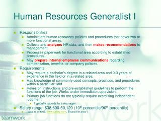 Human Resources Generalist I