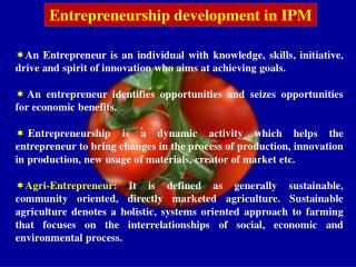 Entrepreneurship development in IPM