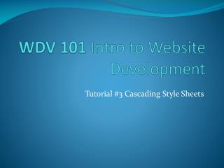 WDV 101 Intro to Website Development
