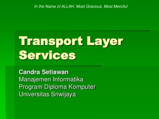 Transport Layer Services